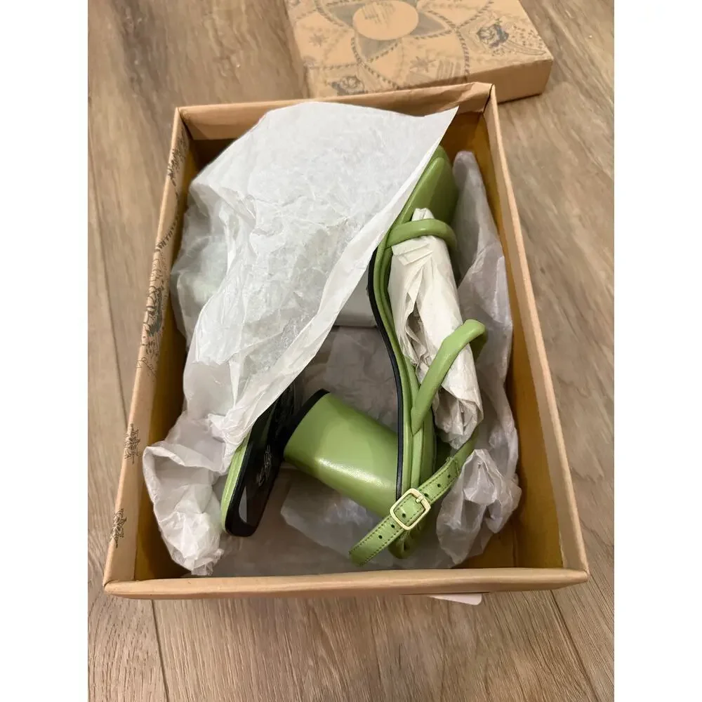 free people perth strappy slingback heels secret sage green women 6.5 US / 37 EU
